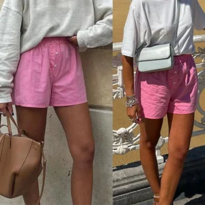 Women s Beach Swim Shorts High Waisted Board Stripe Shorts Bathing Summer Board Shorts with Pockets Lightweight