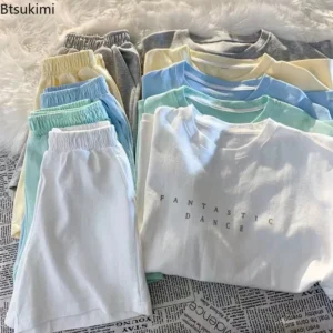 2024 Summer Women Shorts Sets Casual Two Pieces Short Sleeve T Shirts and High Waist Short Pants Solid Outfits Tracksuit 2PCS