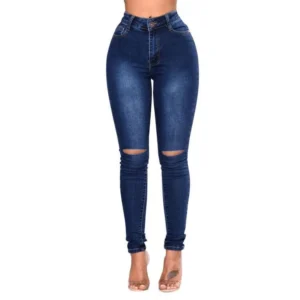 2023 New Vintage Women Jeans Slim Fit High Waist Denim Pencil Pants Bootcut Summer Pull-on Skinny Jeans Blu Fashion Holee