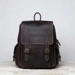 Top Layer Cowhide Backpack Men's Retro Crazy Horse Large Capacity Computer Bag Women's Fashionable Travel Leather Backpack Trend